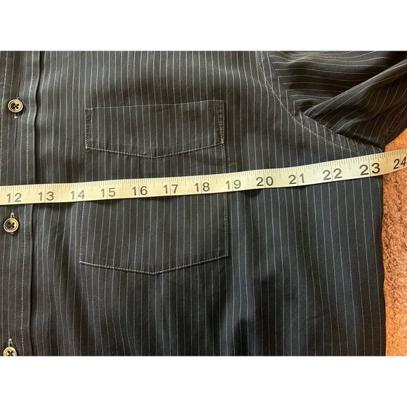 Faconnable Medium Navy Blue & White w/Stripes Button-Front Long Sleeve Shirt - Picture 6 of 7